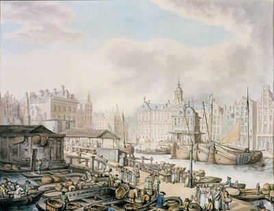 Diga di Feyge e parte del mercato del pesce, Amsterdam, c.1794 da Thomas Rowlandson